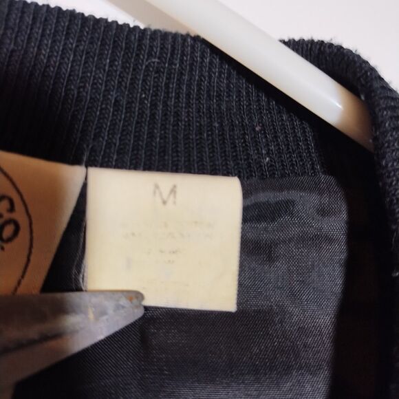 Vintage Mickey & Co Sequined Black Bomber Jacket Size Md Bottoms Up Red Yellow - Picture 9 of 11